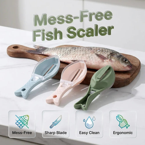 🐟 Mess-Free Fish Scaler – Handy Scale Remover with Collection Lid