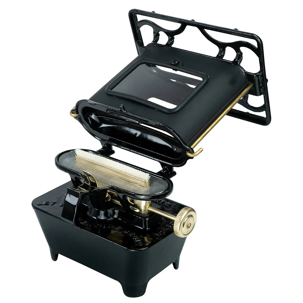 🏕️ Portable Cast Iron Camping Stove – Outdoor Cooker with Viewing Windows