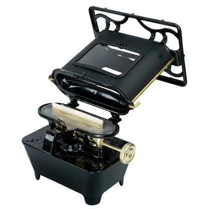 🏕️ Portable Cast Iron Camping Stove – Outdoor Cooker with Viewing Windows