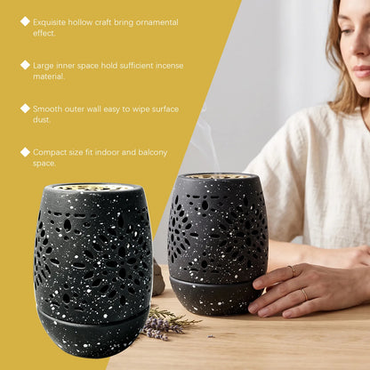 ✨Hollow‑Carved Ceramic Incense Burner Home Aromatherapy Decor
