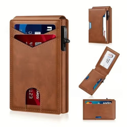 🔥🔥Wallet for Men - with Pop Up Aluminum Case Slim Slots Credit Card Holder RFID Blocking Bifold Minimalist Wallet