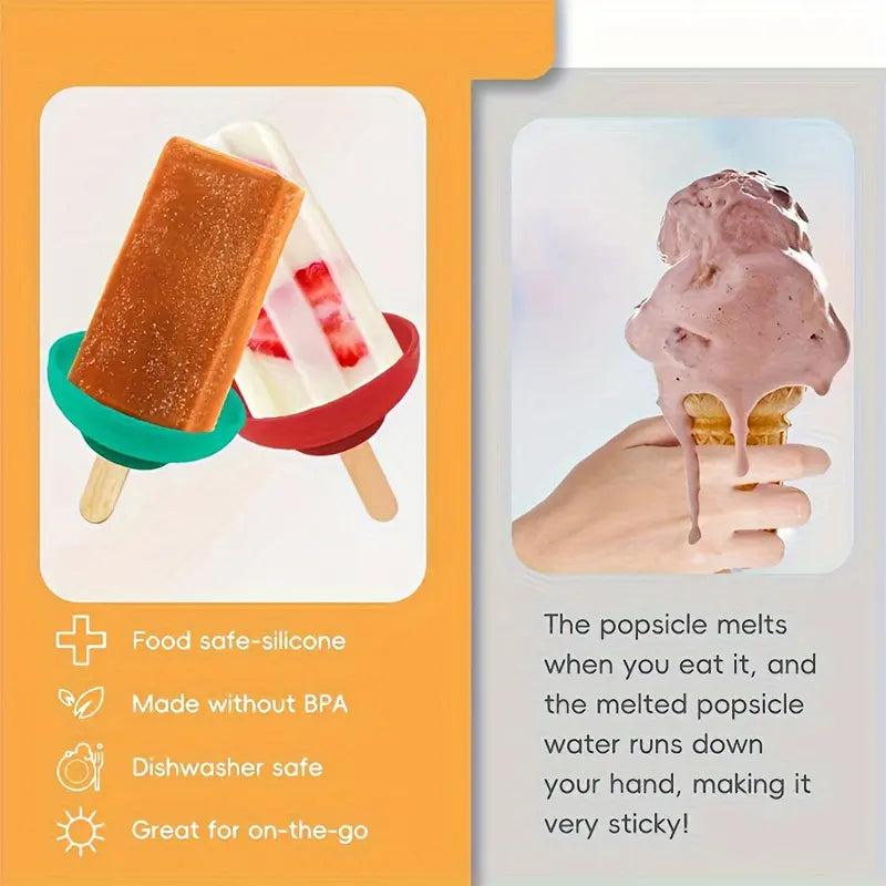 🍦 4-Piece Silicone Ice Cream Cone Holder Set with Leakproof Drip Covers