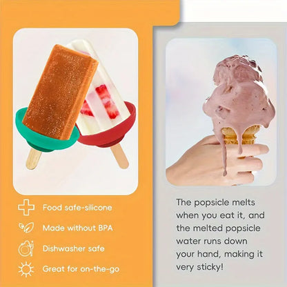 🍦 4-Piece Silicone Ice Cream Cone Holder Set with Leakproof Drip Covers
