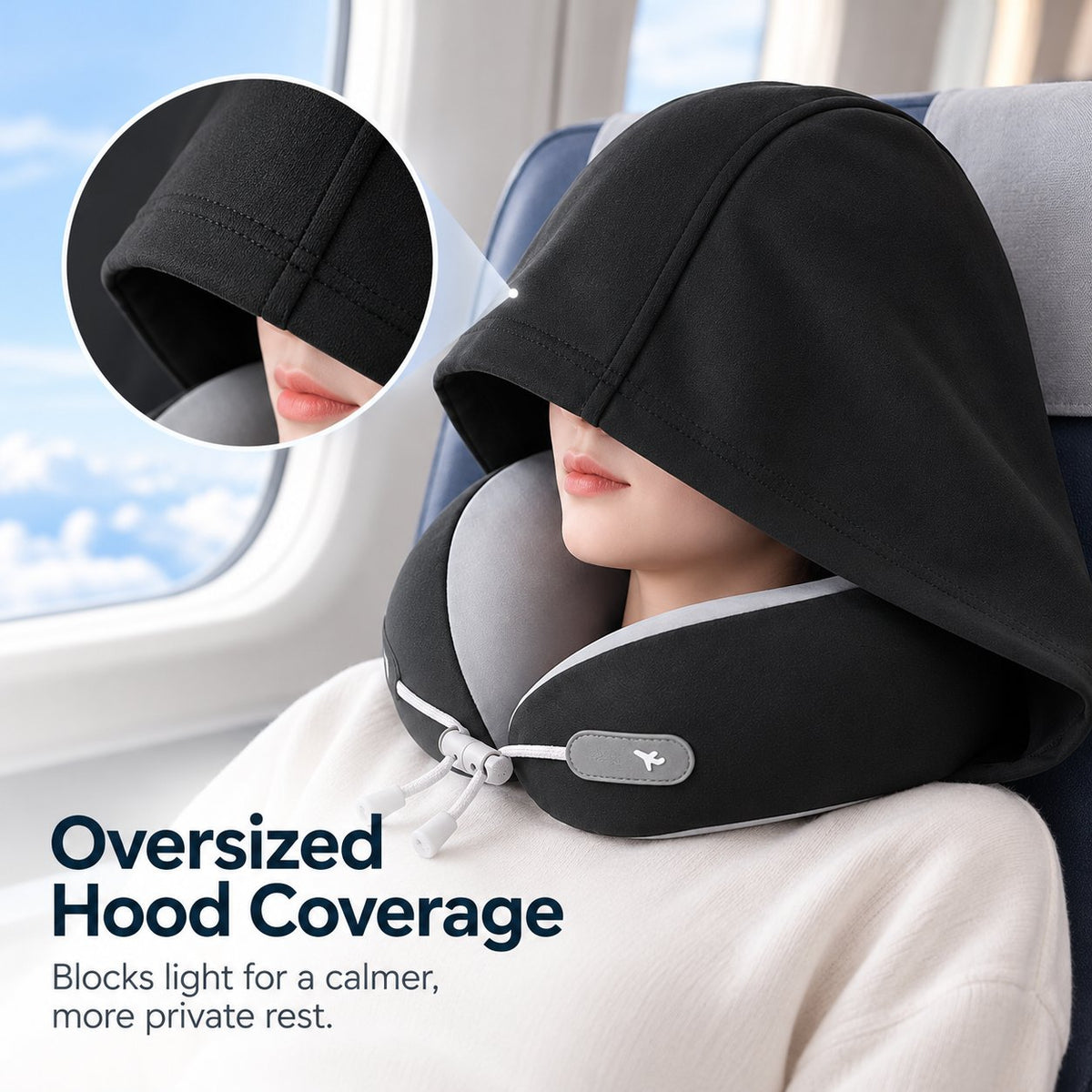 ✈️😴 Hooded Travel Neck Pillow – Cozy Privacy & Support On the Go