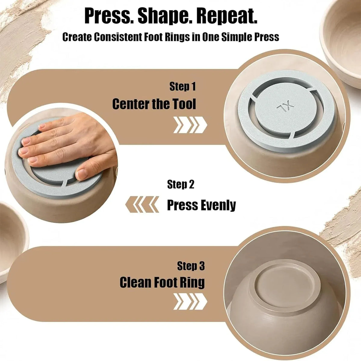 Clay Foot-Ring Trimming Kit 🏺 – 5-Piece Pottery Shaping Tool Set