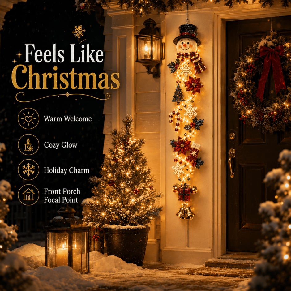 🔥 Limited-Time 50% OFF – 🎅MerryCascade™ Glowing Christmas Door Hanger