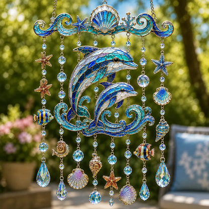 🐬 49% OFF Today | Crystal Ocean Wind Chime ✨ Coastal Hanging Decor for Garden, Porch & Yard