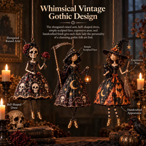 🎃 Midnight Ladies – Gothic Halloween Hanging Decor, Dark Spooky Wall Ornament