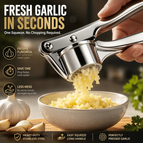 🧄 Pro Stainless Steel Garlic Crusher – Effortlessly Mince Fresh Garlic in Seconds