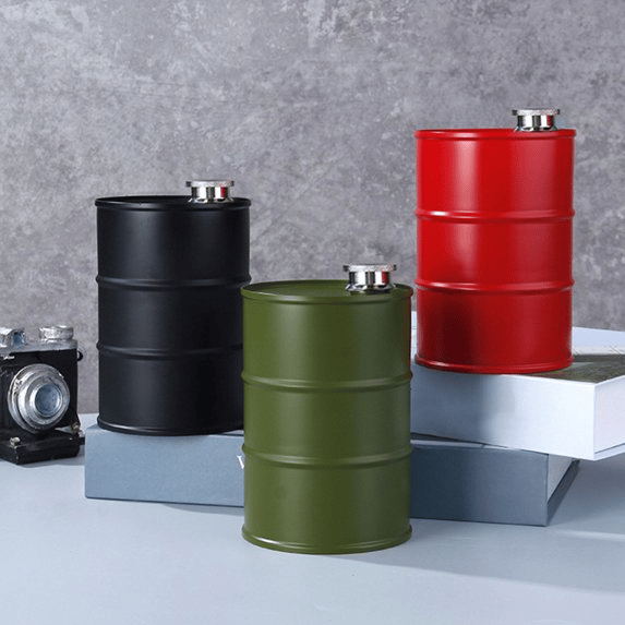 🛢️🥃 Portable Barrel-Style Whisky Flagon – Leak-Proof Storage for Camping & Travel