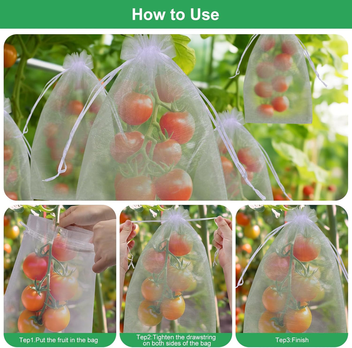 🔥Fruit Protection Sleeves 🍎 White Garden Produce Covers, 4 x 6 in, 50-Pack