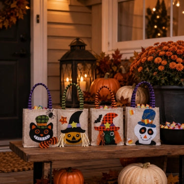Whimsical Halloween Trick-or-Treat Bags, Set of 4
