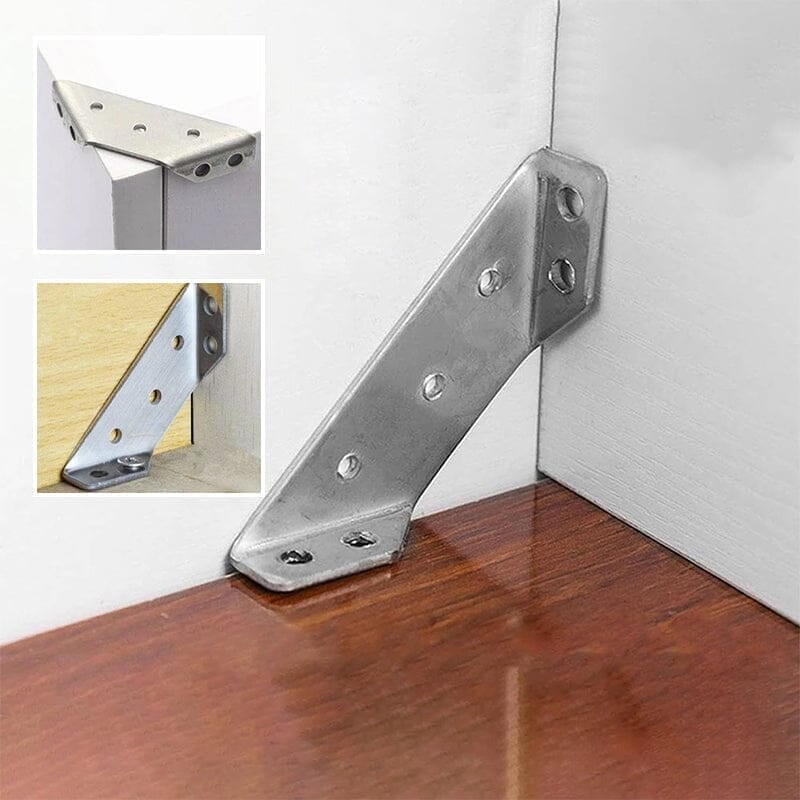 💯📢📢50% OFF !! ⏰UNIVERSAL STAINLESS STEEL FURNITURE CORNER BRACES — Triangular Stability Reinforcement | Rust-Proof Structural Support & Easy Install 🔧