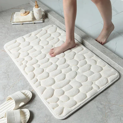 🛁 Cobblestone-Textured Bath Mat – Soft Bathroom Rug, Gray 40×60cm