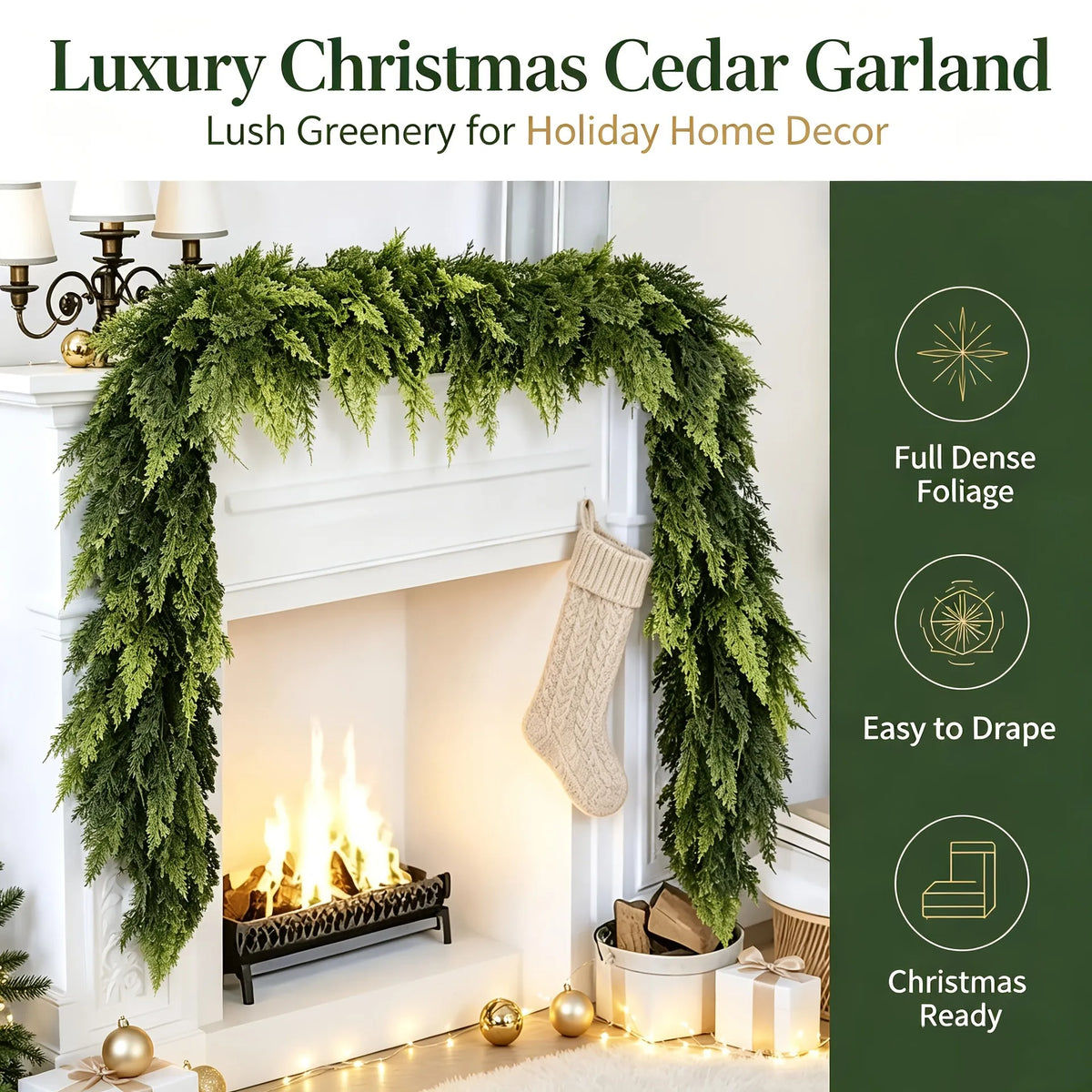 🌲Lifelike Cedar Evergreen Holiday Garland
