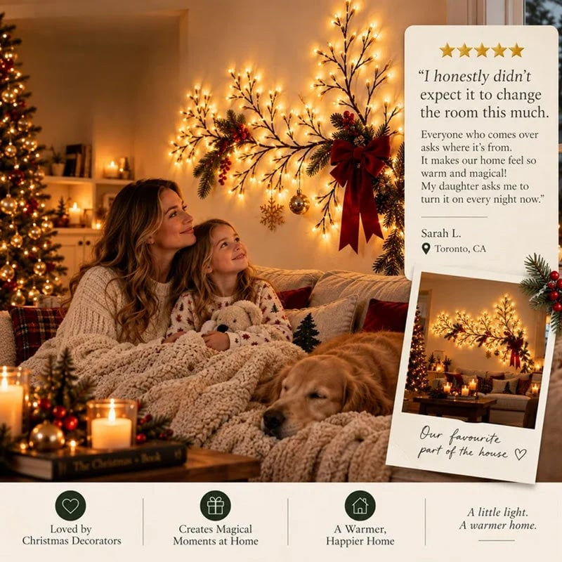 Flexible LED Branch Wall Lights ✨ – Remote-Controlled Glow for Seasonal Decorating
