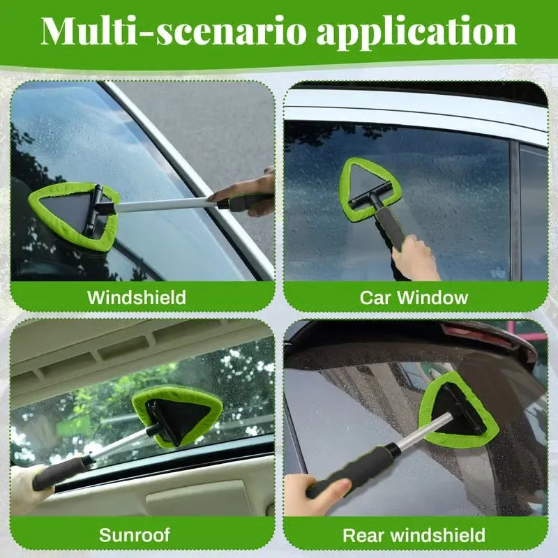 🚗 Extendable Windshield Cleaner – 180° Rotating Head & 4 Washable Pads