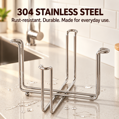 🍽️✨ 2-in-1 Foldable Kitchen Stand – Hold Bags, Dry Cups, Save Space