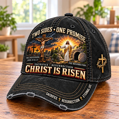 🔥✝️ Christ Is Risen Two Sides One Promise Baseball Cap (🧢100% Cotton)