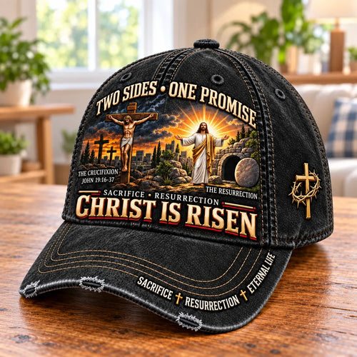 🔥✝️ Christ Is Risen Two Sides One Promise Baseball Cap (🧢100% Cotton)