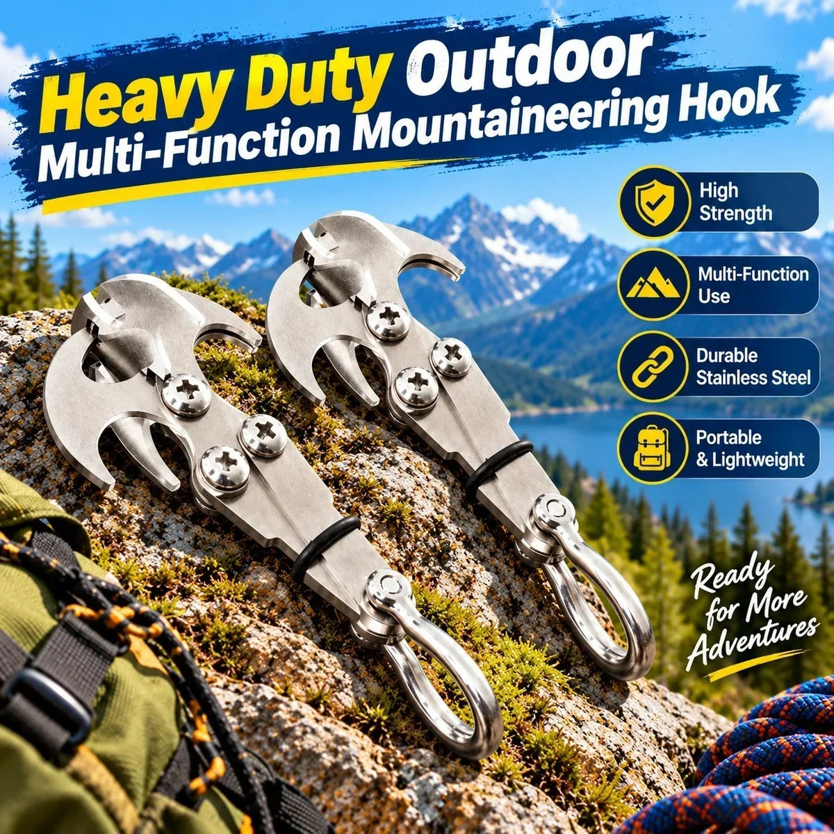 Heavy-Duty Mountaineering Grappling Hook 🏕️ – Versatile Outdoor Utility Tool