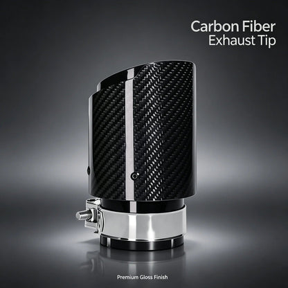Carbon Fiber Car Exhaust Tip, Gloss Finish Slant Cut Muffler Tip