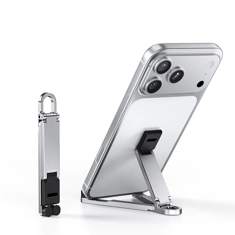 📱 Pocket-Size Aluminum Phone Stand Keychain – Foldable Desktop Holder, Orange, 1 Pack 🔑