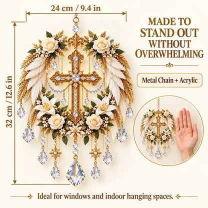 👶 Holy Family Nativity Window Prism ✝️ Rainbow-Making Crystal Sun Catcher, 12.6 × 9.4 in ✨