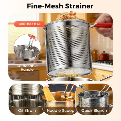 🍟 304 Stainless Steel Multi-Purpose Fryer Set with Crisping Rack