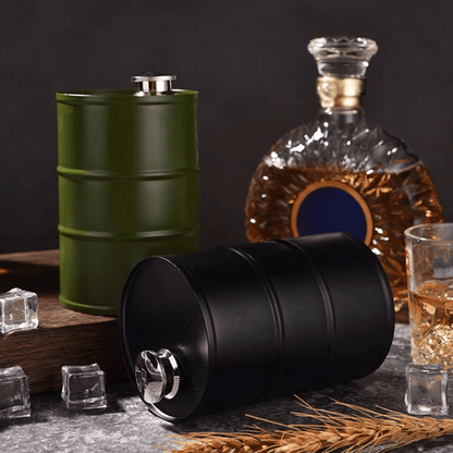 🛢️🥃 Portable Barrel-Style Whisky Flagon – Leak-Proof Storage for Camping & Travel