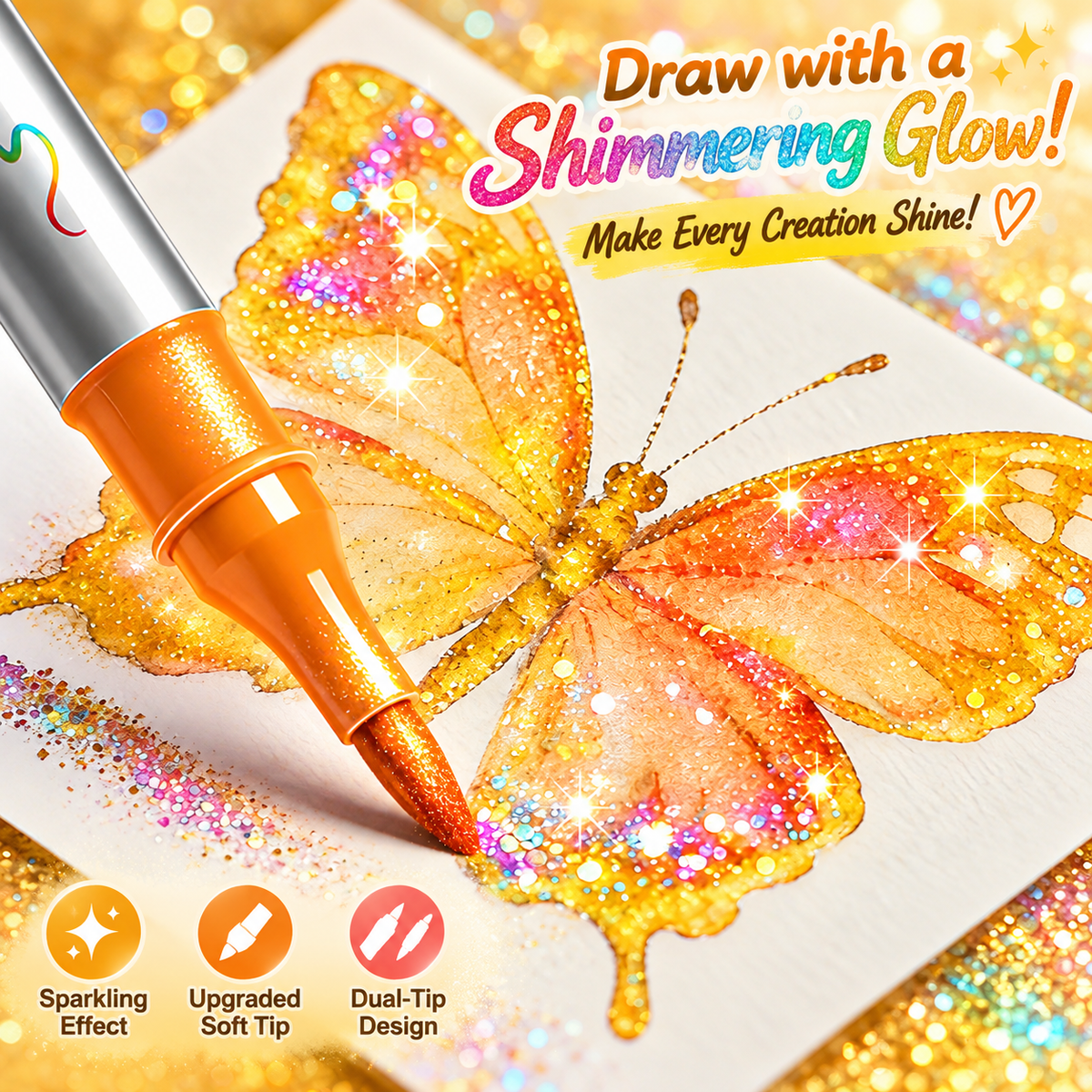 🎉🎁Magic Glitter Outline Markers✨Double-Ended Dual-Color Art Pens