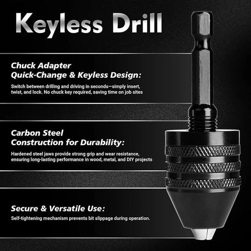 🛠️ Keyless 3-Jaw Drill Chuck – Quick-Change 0.3–3.4mm Round Shank