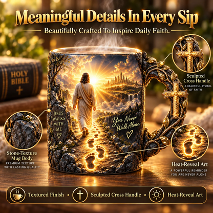 🔥 Last Day 49% OFF 🔥 ✝️ Jesus Walks With Me™ — Heat-Reveal Faith Mug | You Are Never Alone