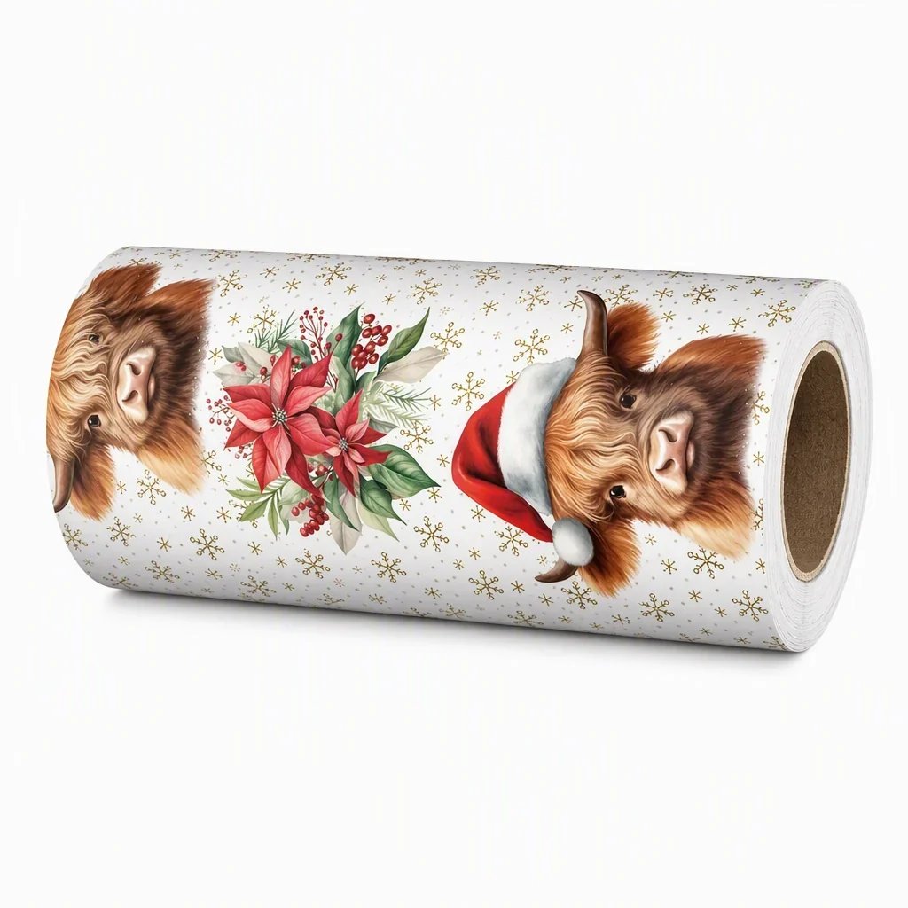 🐮🎄 Highland Cow Christmas Wrapping Paper – Cozy Holiday Charm for Every Gift