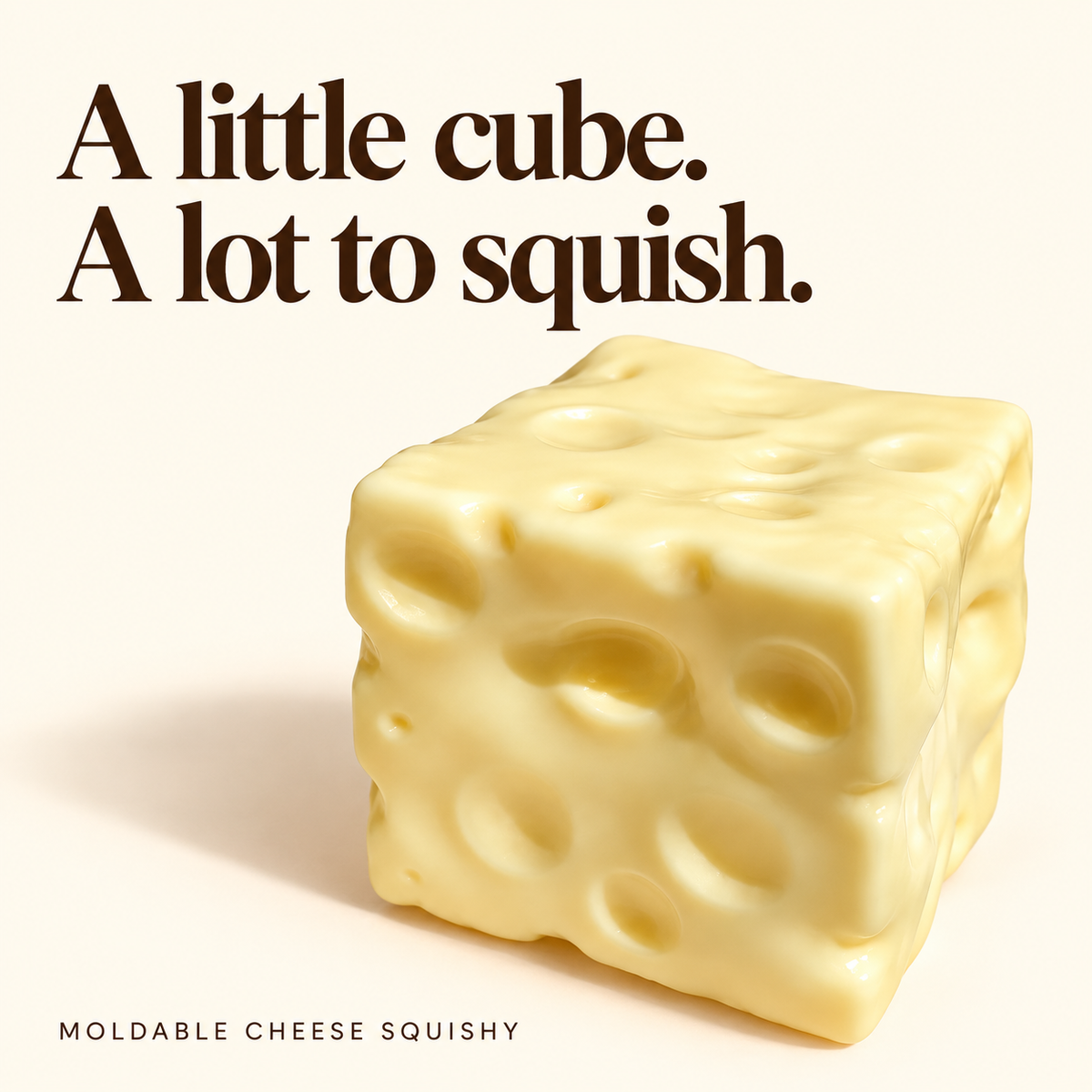 ✋ No-Rebound Cheese Squishy Cube | Squeeze, Shape & Fidget