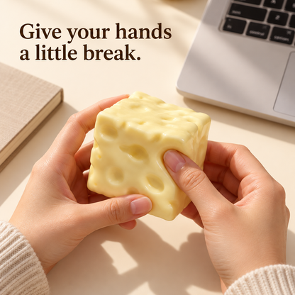 ✋ No-Rebound Cheese Squishy Cube | Squeeze, Shape & Fidget
