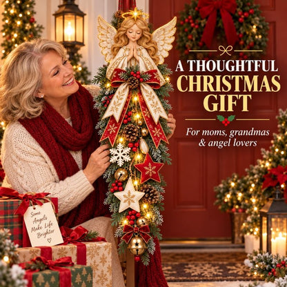 💯🔥49% OFF✨👼 Lighted Angel Christmas Door Swag – A Heavenly Holiday Welcome