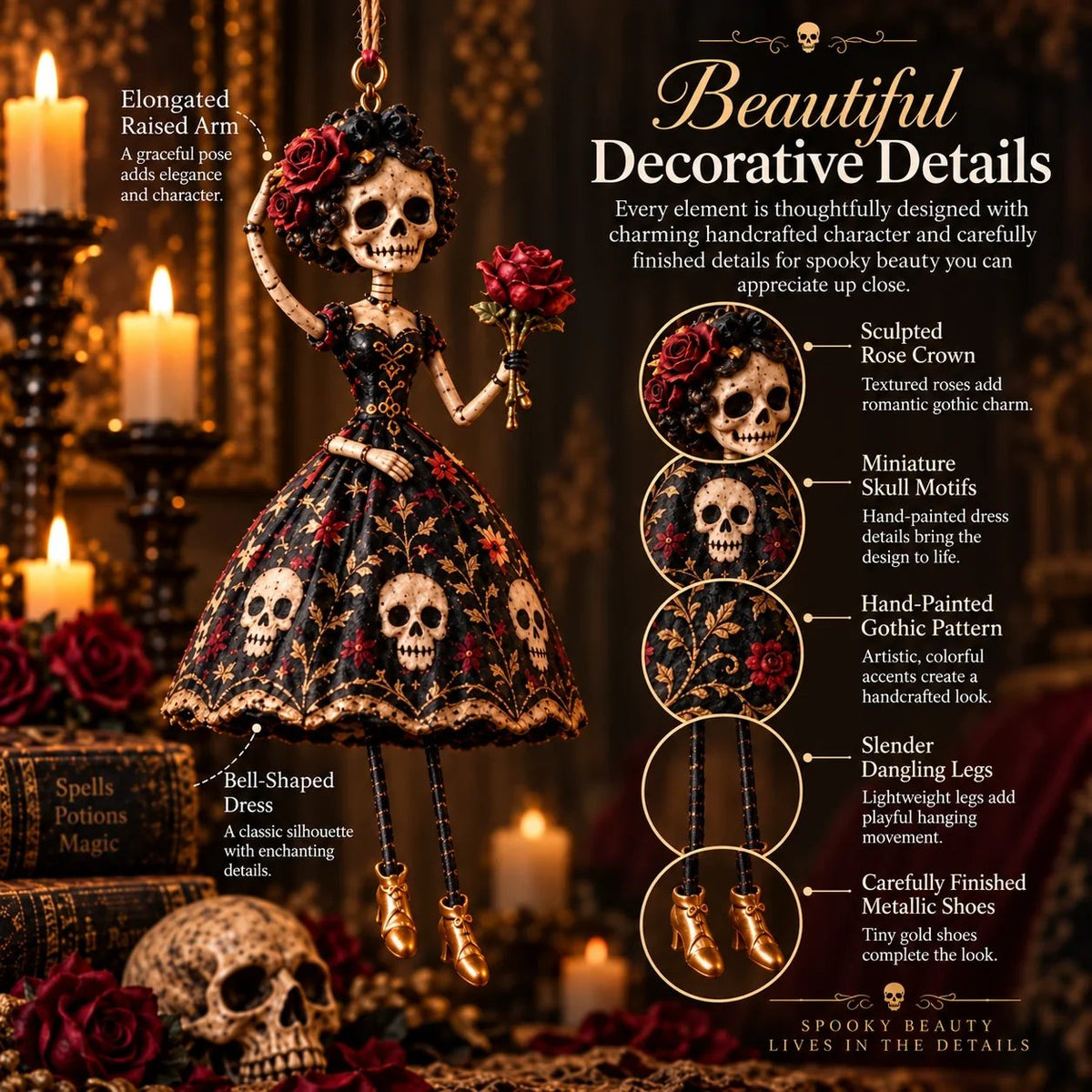 🎃 Midnight Ladies – Gothic Halloween Hanging Decor, Dark Spooky Wall Ornament