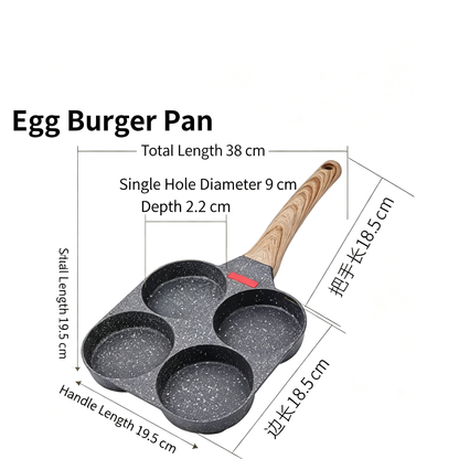 🔥Multifunctional 4 Holes Skillet With Handle Wooden Handle🍳