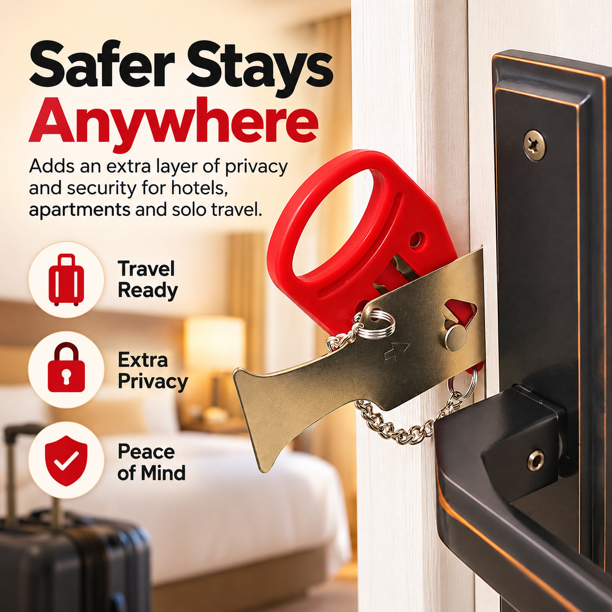 🔒 Portable Door Security Locks, 2-Pack – Heavy-Duty Metal Travel Hardware for Hotel Rooms, Apartments and Rentals