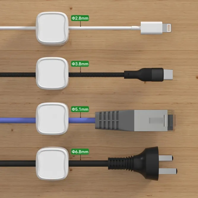 🔥 Buy More, Save More | Magnetic Cord Organizer Clips with Strong Adhesive Base, 6-Piece Set in White