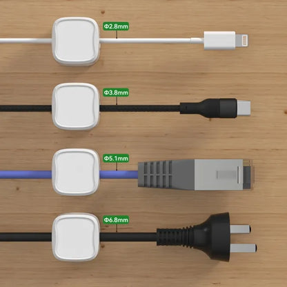 🔥 Buy More, Save More | Magnetic Cord Organizer Clips with Strong Adhesive Base, 6-Piece Set in White