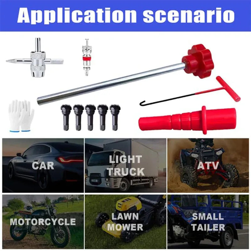 🛠️ 13-Piece Tire Valve Replacement Kit – Quick-Change Automotive Repair Tools