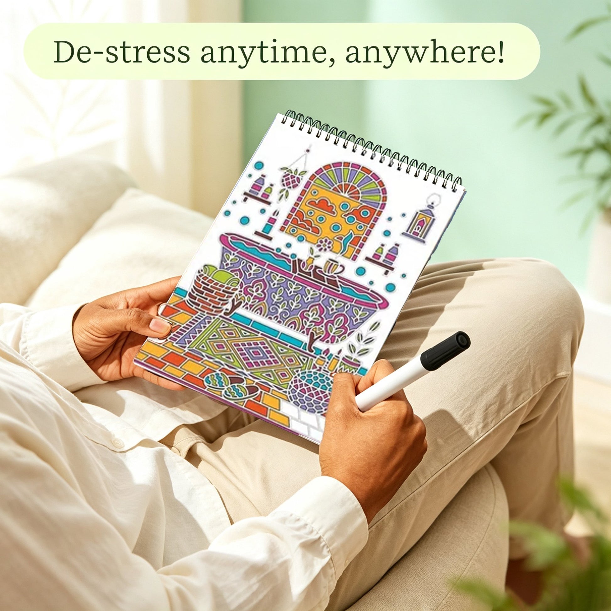 🌿  Guided Flow Art Coloring Pad with Double-Sided Markers 🎨