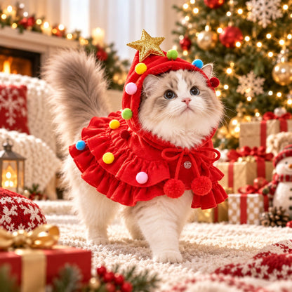 🐶🎄Christmas Tree Pet Cloak Costume for Dogs and Cats