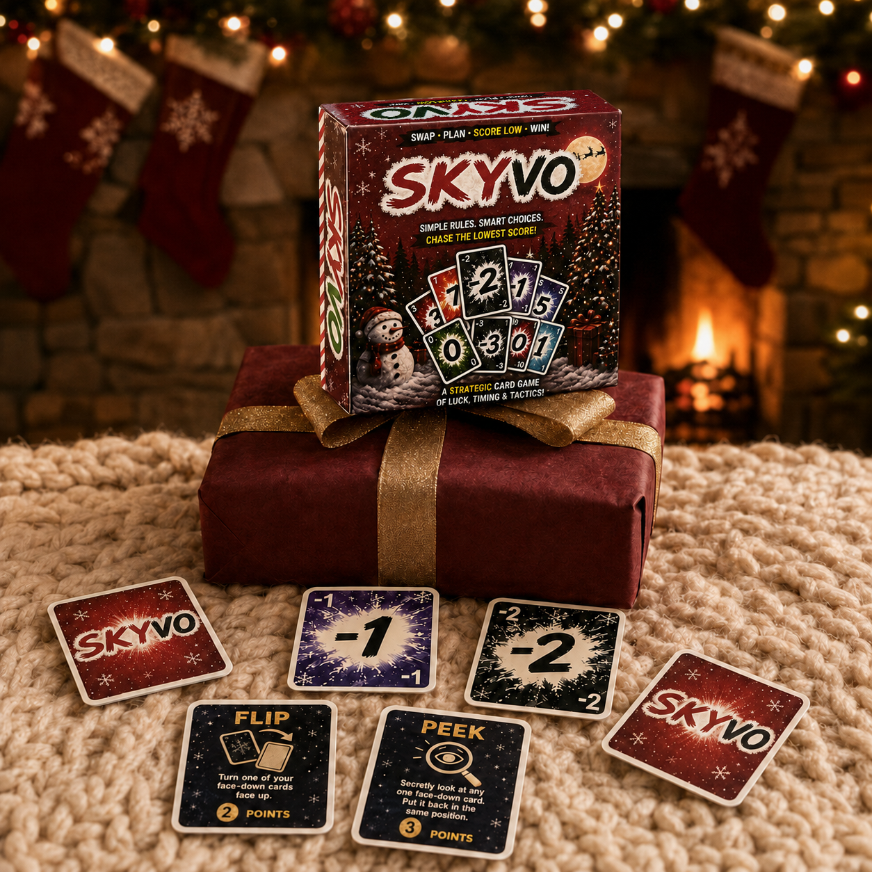 🎄 SKYNO Christmas Edition – Fast-Paced Strategic Card Game for Family & Friends 🎴