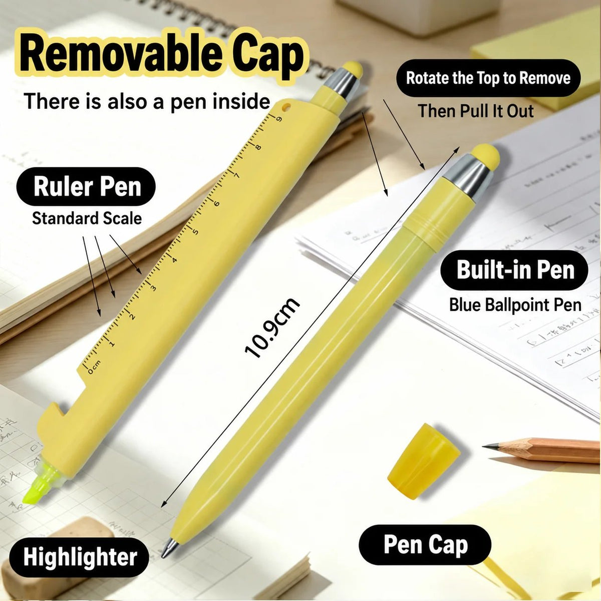 5-in-1 Precision Pen ✍️ – 0.5mm Writing Tool with Ruler & Stylus Features