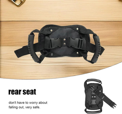 🌟✨ Motorcycle Passenger Safety Belt with Grab Handle, Adjustable Rear Seat Grip Strap, PP Board Reinforced Breathable Mesh, Universal Fit for Motorbike Scooter E-bike ATV Riding