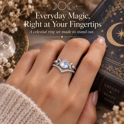 🌙 Witchy Triple Moon Ring Set