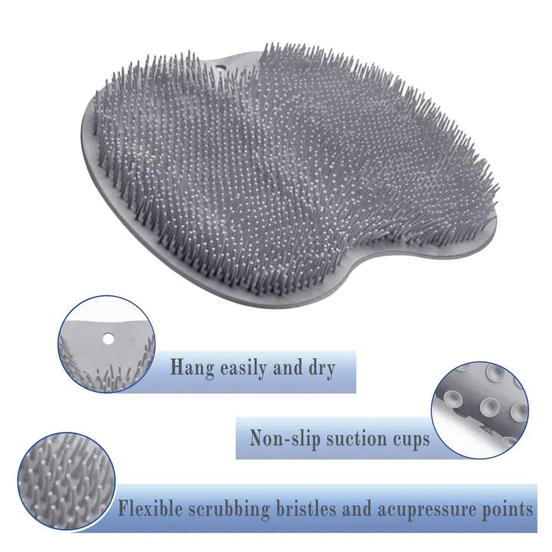 Silicone Shower Foot Scrubber Mat with Suction Grip for Exfoliating and Refreshing Feet – Blue 🧼💙
